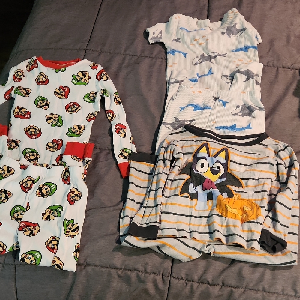 Lot Of 4 Boys Character Pajama Sets,  Size 5t And 6
